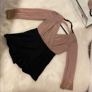 Black and sand rose romper